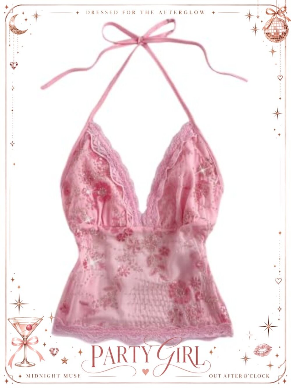 Sequin Floral Halter Crop Top Tie Backless Sparkly Camisole